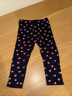 Soft Gallery Navy Leggings with Pink and Red Heart Print
